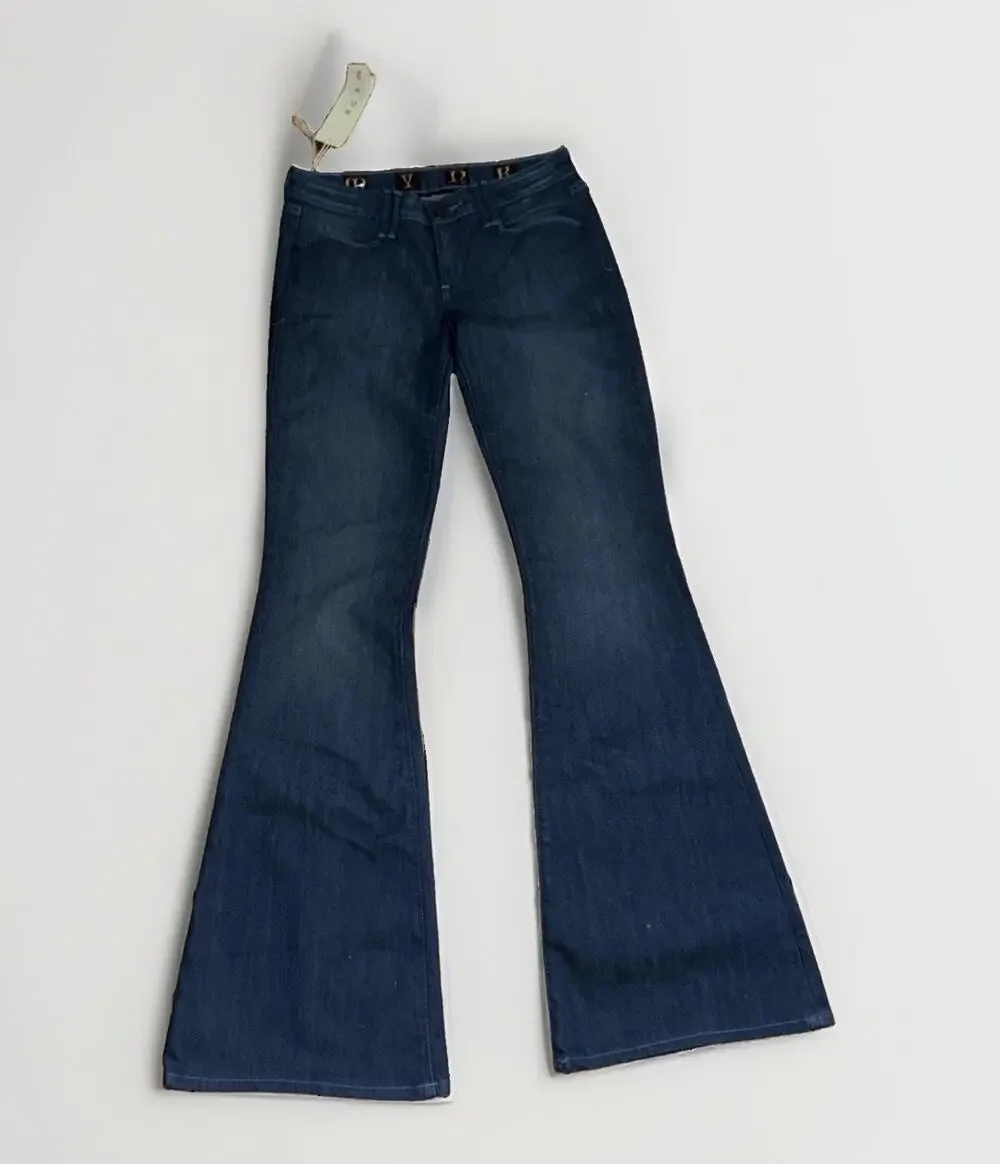MYNK HAUTEUR Womens Flare Jeans 24 Mariner Wash 36 Inseam Rare Sample Y2K 28x36